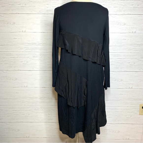 COS Black Long Sleeve Silk Layered Midi Dress - Picture 2 of 5